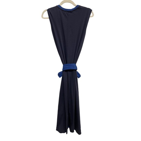 Summersalt Sleeveless Maxi Dress XL 100% Pima Cotton Blue Navy With Belt - Picture 3 of 5